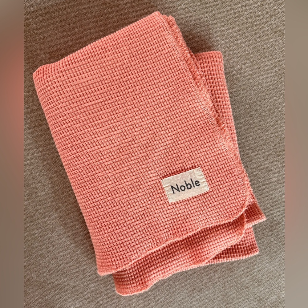 Noble Organic Waffle Blanket in Pink Sea Salt 36" x 28"